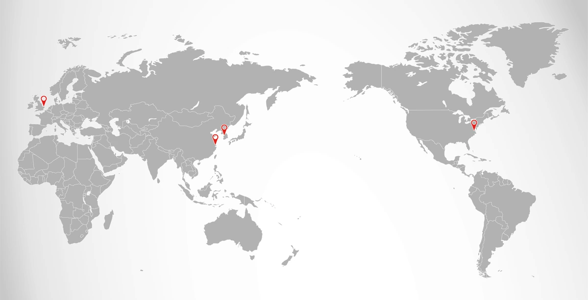미국·영국·중국 등 Teledyne Hastings 글로벌 서비스 네트워크 지도